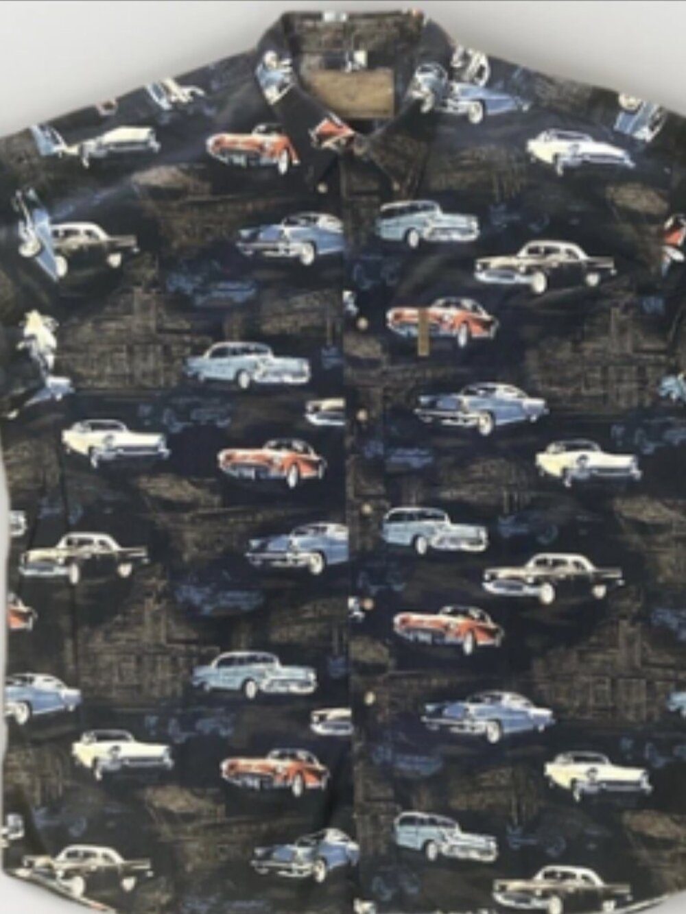 Car Print Button-Up Shirt Men North River Outfitters Collector Black - XL